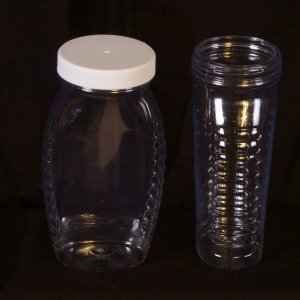 Choose size Plastic Queen Line Honey Bottles